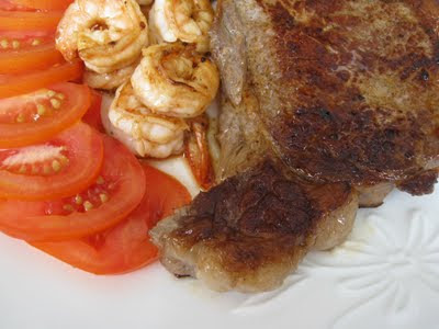 Pan-Seared Ribeye with Shrimp and Macaroni